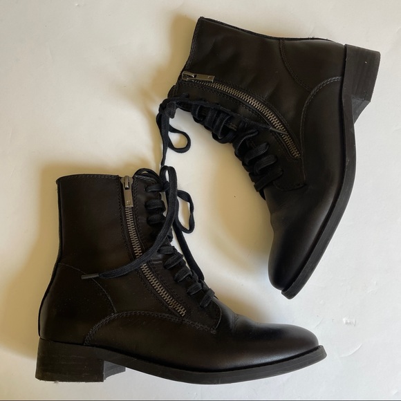 Lucky Brand Black Side Zip Moto Boots - Picture 3 of 11